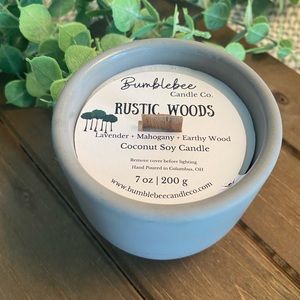 Handmade concrete container and candle